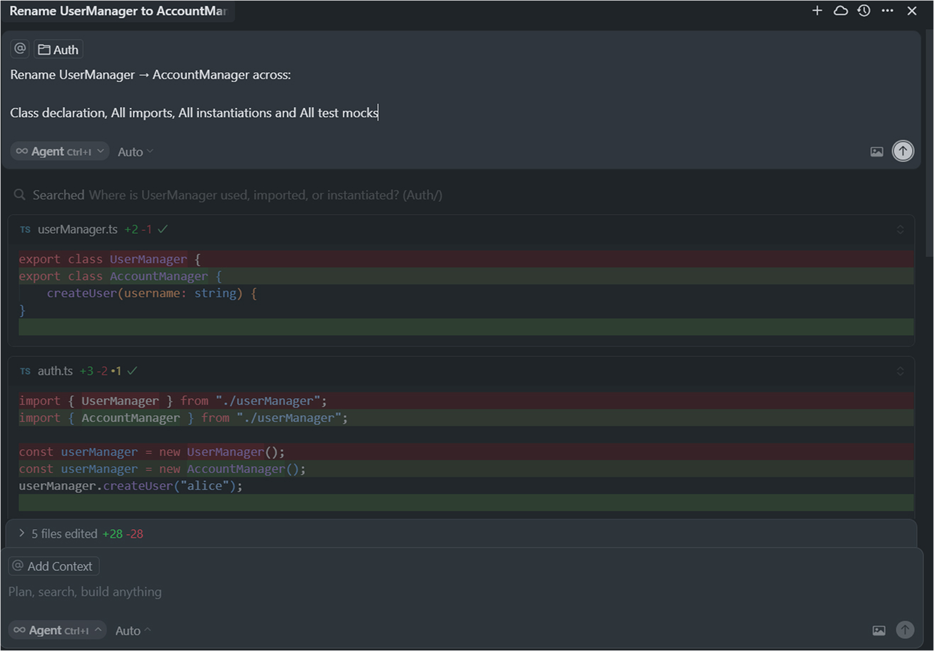 Refactoring & Multi-file Changes: Cursor