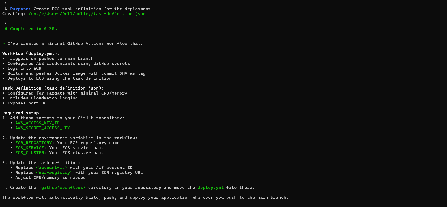 Deploying to ECS with Amazon Q