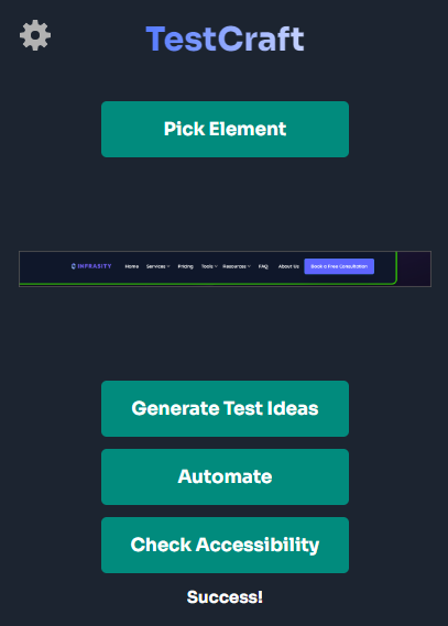 TestCraft highlights the chosen region in real time
