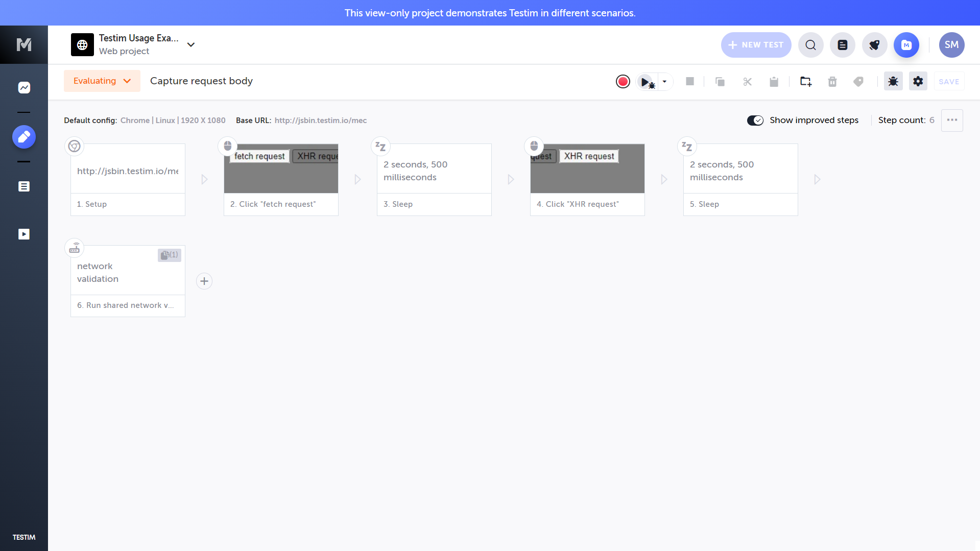 Capturing and Validating Network Requests in a Recorded Test