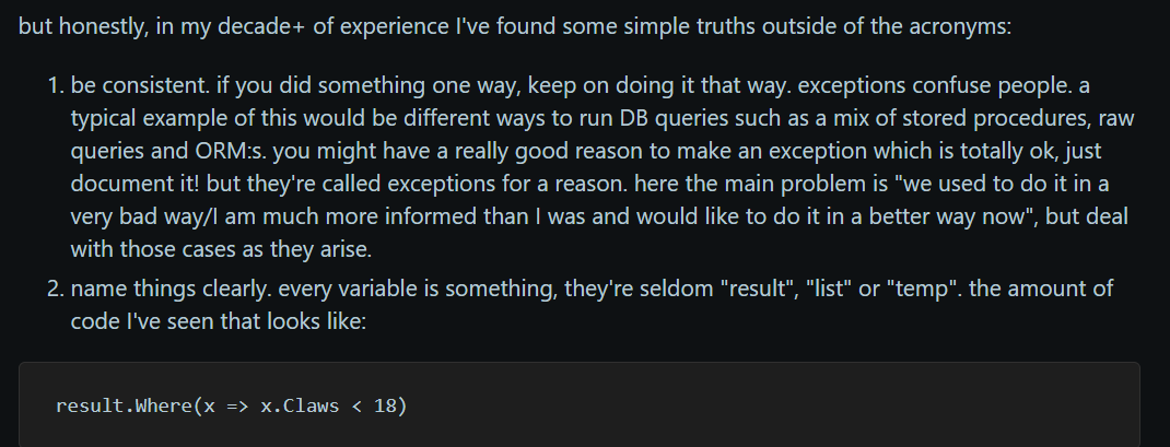 Reddit post shared by a senior developer 