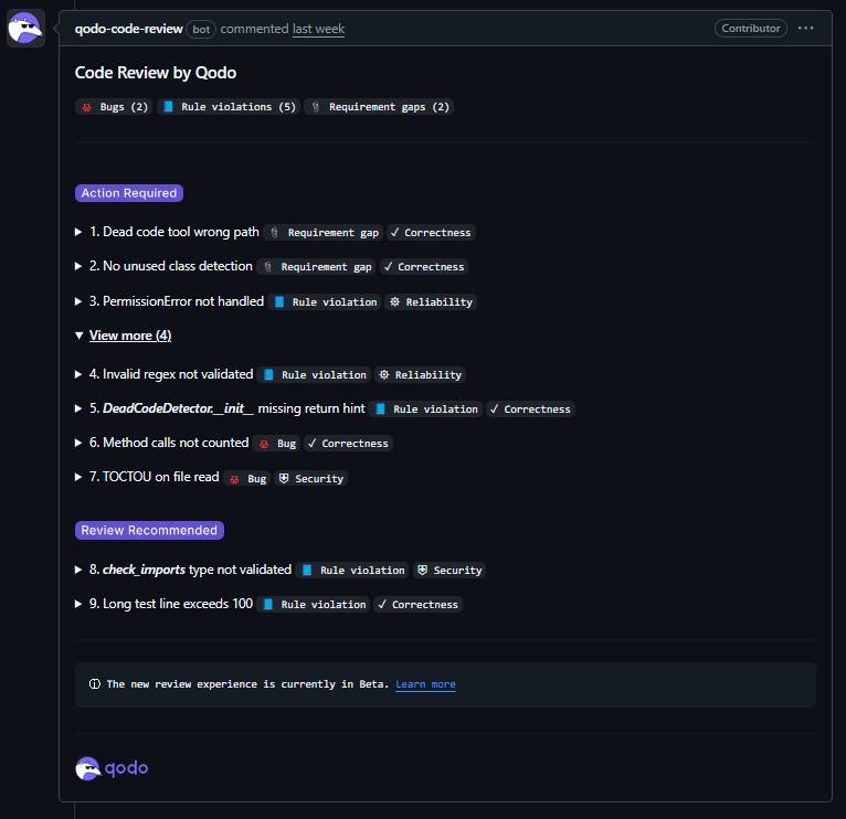 Dead Code Detector Implementation 