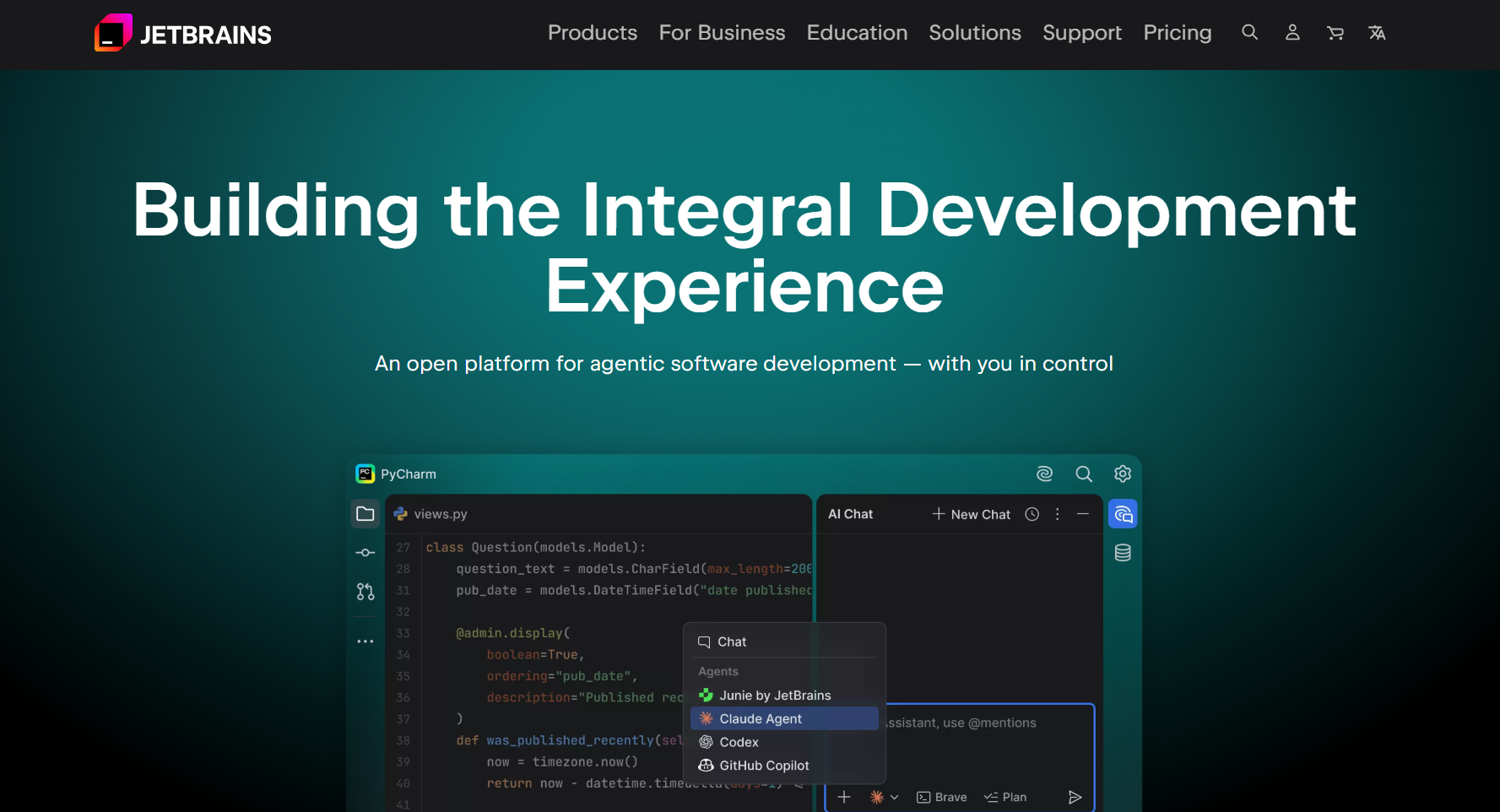 JetBrains AI assistant interface showing AI-powered coding features inside a JetBrains development environment