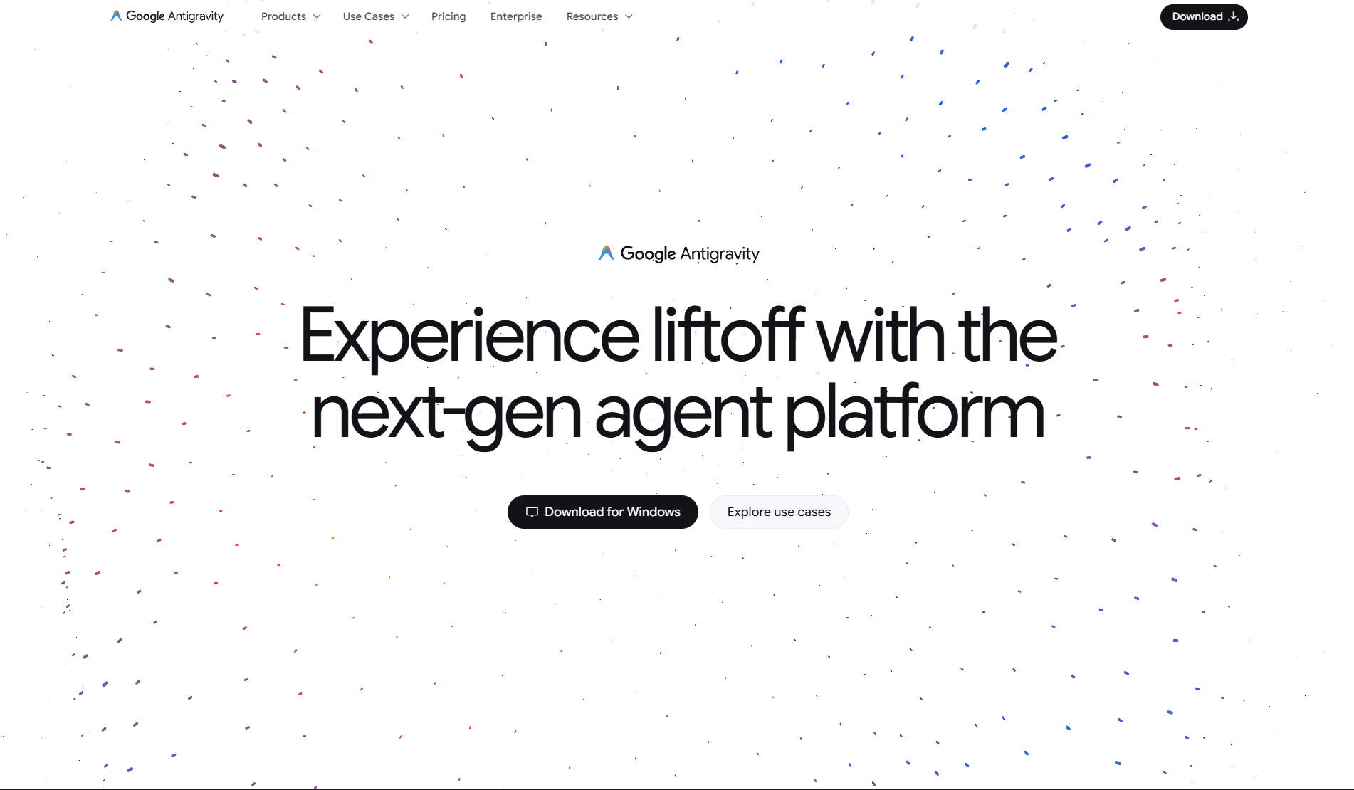 Google Antigravity AI coding assistant interface showing an AI-powered development workspace for software engineers