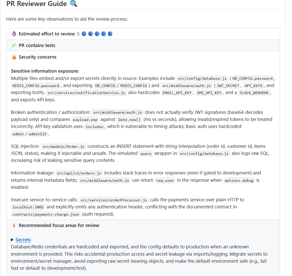 Qodo responded by analyzing the change against concrete controls already present in the codebase