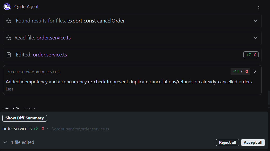  Qodo even gave an option to resolve