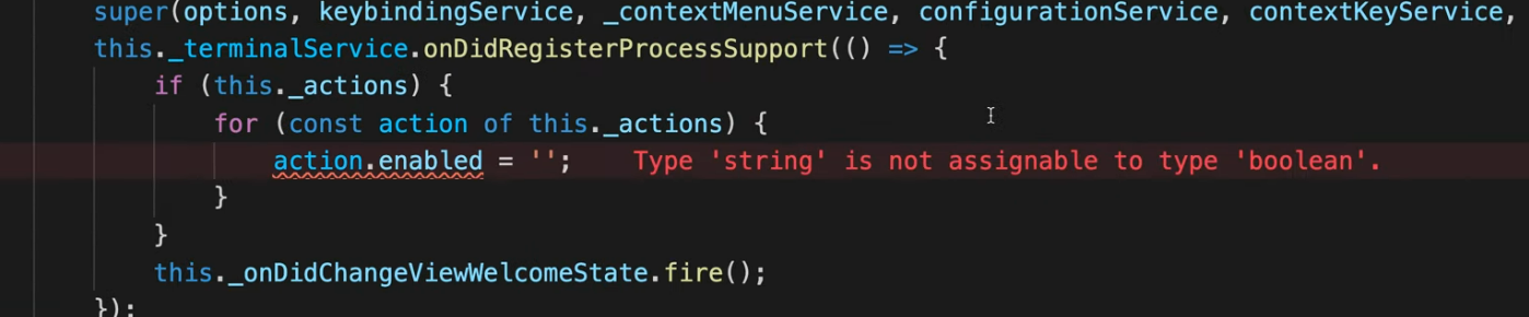Error Lens showing inline TypeScript type mismatch error