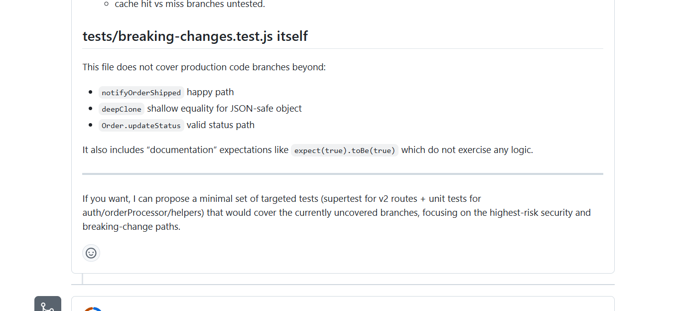 Qodo test coverage analysis flagging untested production code branches
